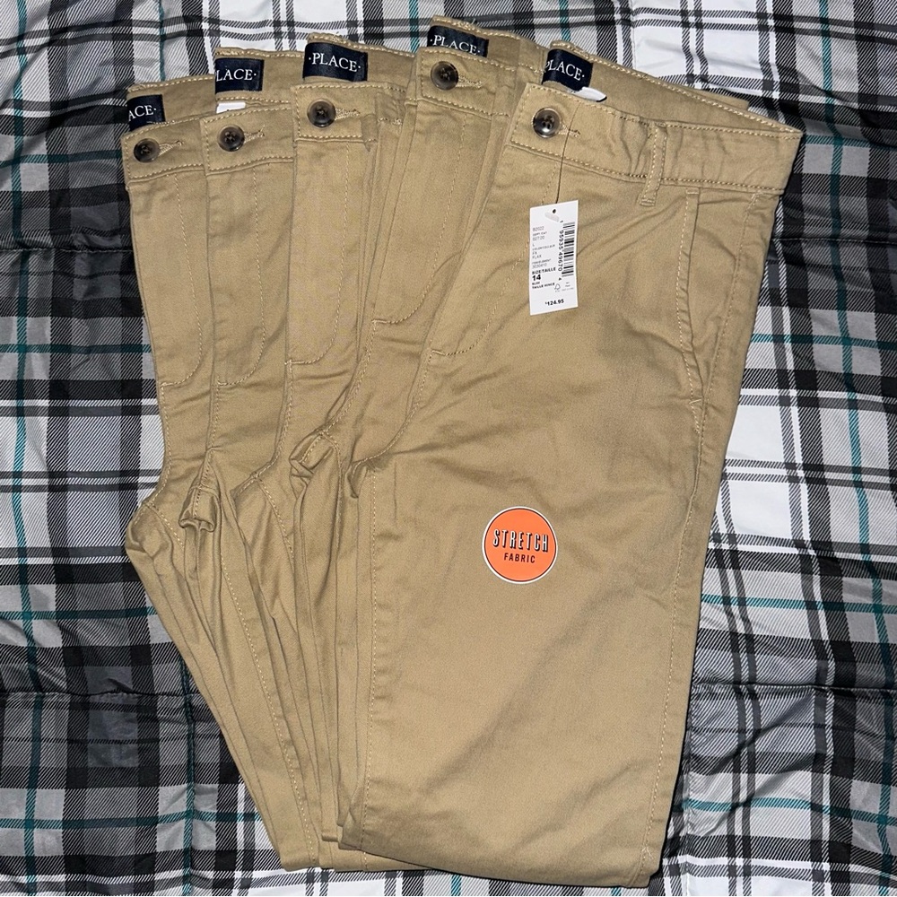 Lot of 5 Pairs of The Children’s Place Boys Uniform Pants 14 Slim NWT